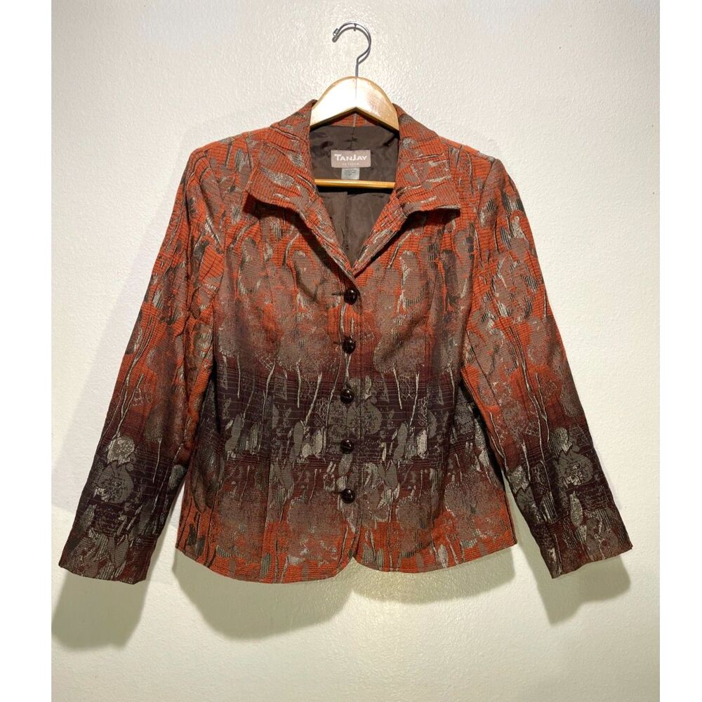 Tanjay jacket blazer casual classic fall winter rusty orange brown women 8p